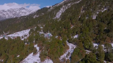 Drone view and beautiful Himalayan snow mountain and Snow fall in winter se.. Stock Footage 325488053