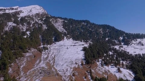 Drone view and beautiful snow mountain and Snow fall in winter season chopt.. Stock Footage 325488281