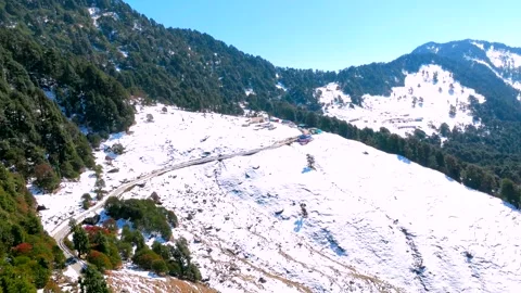 Drone view and beautiful snow mountain where Snow fall in winter season utt.. Stock Footage 325488744