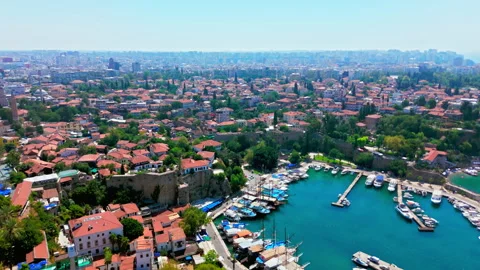 Drone view of Antalya, Turkey Kaleici Ancient City. Stock Footage 334264331