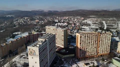 Drone View of Apartment Housing in Winter Stock Footage 327260853