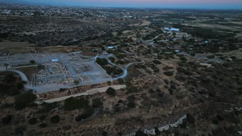 Drone view of the Archaeological Site of Kourion in Cyprus. Stock Footage 341555203