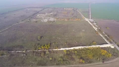 Drone view Archaeology of Pliska Stock Footage 295232532