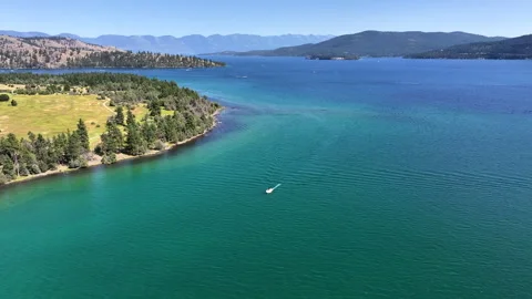 Drone view around Flathead Lake Stock Footage 284779302