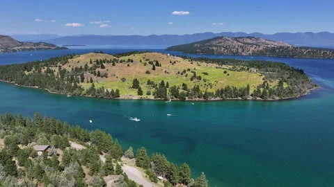 Drone view around Flathead Lake Stock Footage 284779324