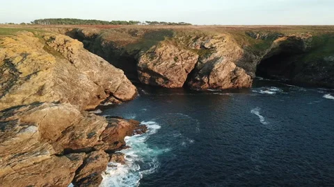 Drone view around a rocky seaside Stock Footage 164580341