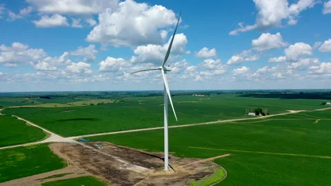 Drone view around windmill Stock Footage 240560016