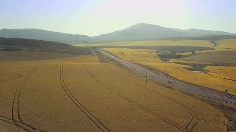 A Drone view of  Asphalted Concrete Road Stock Footage 337930003