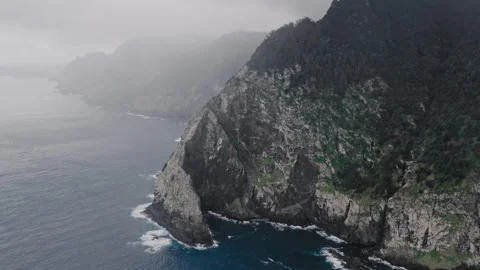 Drone view of the Atlantic ocean coast and the mountains of Madeira Video stock 301258792