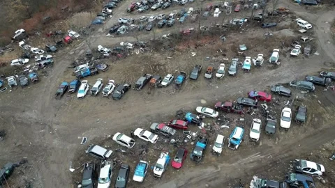 Drone View of Auto Salvage Stock Footage 274748145