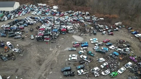 Drone View of Auto Salvage Stock Footage 274748146