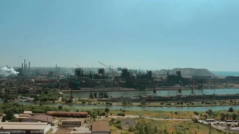 Drone view of Azovstal before the war between Ukraine and Russia. Video stock 204142246
