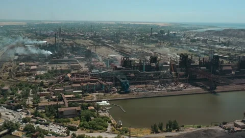Drone view of Azovstal before the war between Ukraine and Russia. Stock Footage 204142295