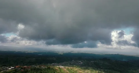 Drone view of Bali. Clouds in sky in mountains Stock Footage 243693754