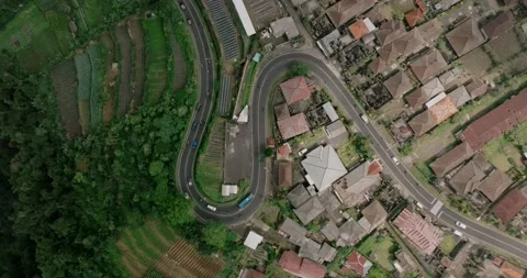 Drone View of Bali. Mountain winding road Stock Footage 239553928