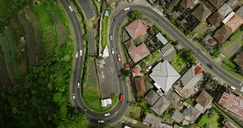 Drone View of Bali. Mountain winding road Stock-Footage 240483782