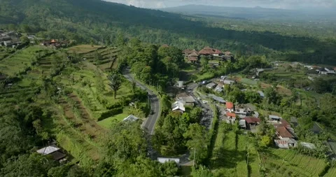 Drone View of Bali. Mountain winding road Stock Footage 241420966