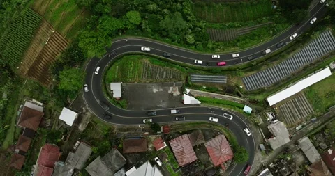 Drone View of Bali. Mountain winding road Stock Footage 241666838