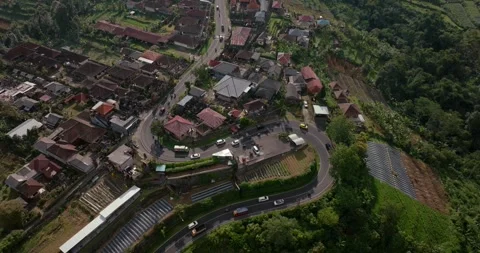 Drone View of Bali. Mountain winding road Stock Footage 242075980