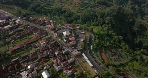 Drone View of Bali. Mountain winding road Stockbeeldmateriaal 243471522