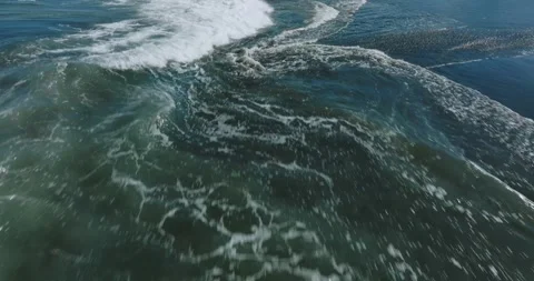 Drone view of Bali. Top view of wave on Keramas beach with black sand Stock Footage 241666858