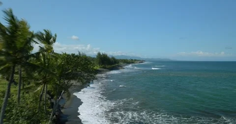 Drone view of Bali. Top view of wave on Keramas beach with black sand Stock Footage 243877845