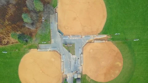 Drone view of baseball diamonds 스톡 동영상 243115640