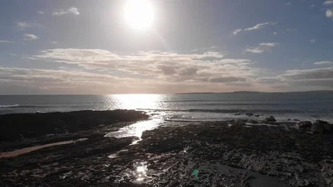 Drone view of beach and sunset Video stock 106425686