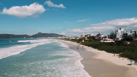 Drone view of the beach blue sky Stock Footage 309827057