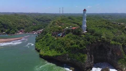 Drone view Beach Mercusuar In Baron Beach Video stock 301591601