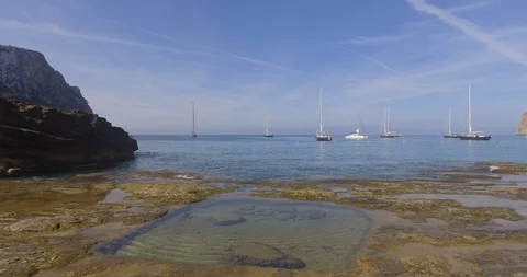 Drone view from beach to sea Stock Footage 127867941