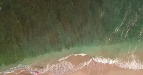 Drone view of the Beach waves in the south of the Indonesian island of Java Stock Footage 154553805