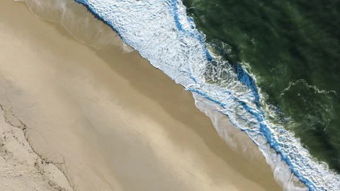 Drone view on the beautiful and empty beach of Atlantic Ocean. Atlantic ocean Stock Footage 305566411