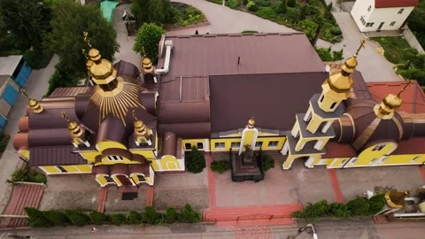 Drone view of a beautiful church with golden domes Video stock 179871753