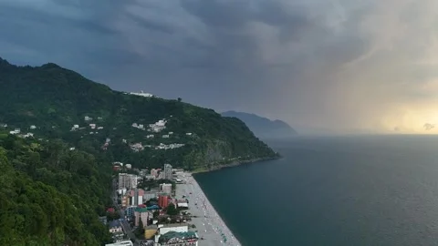 Drone view of beautiful cliffs and the sea  Stock Footage 299301988