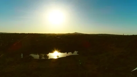 Drone view of beautiful landscape and all the nature gifts in warm sunset. 4K. Video stock 113065949