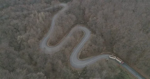 Drone view of a beautiful mountain road in Romania Stock Footage 111842974
