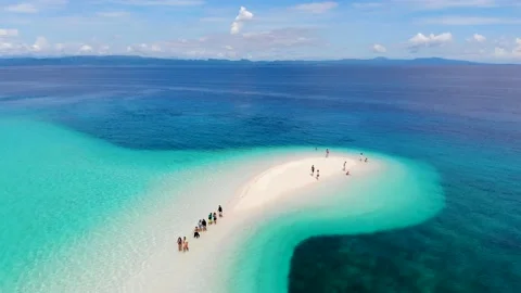 A drone view of the beautiful remote island of Kalanggaman in the Philippines. Stock Footage 160133242