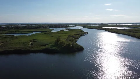 Drone view of a beautiful river Stock Footage 145697449
