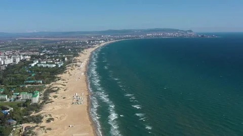 Drone view of the beautiful sandy coast. Stock Footage 222016898