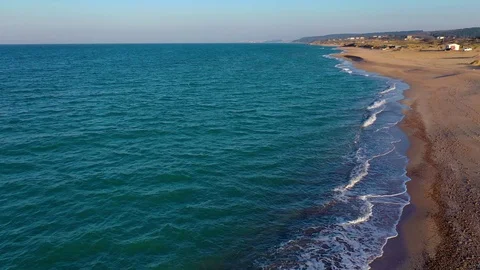 Drone view of beautiful seamless never ending footage while turquiose sea waves Stock Footage 126982748