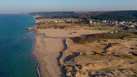 Drone view of beautiful seamless never ending footage while turquiose sea waves Stock Footage 127111225
