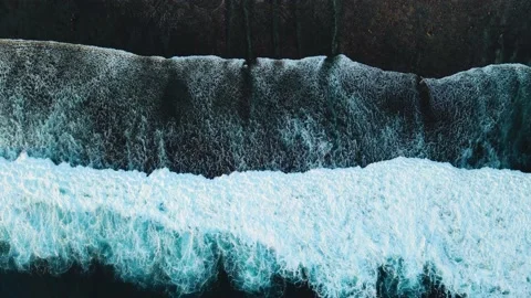 Drone view of beautiful seamless never ending footage while dark sea waves br Stock Footage 196262192