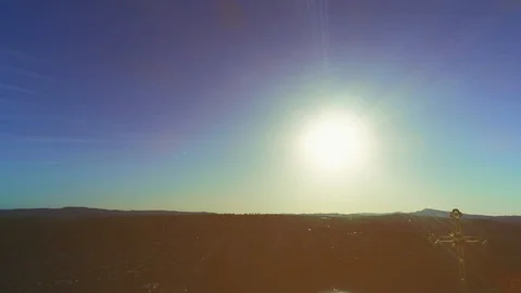 Drone view of bell tower with golden cupola, golden cross of cathedral. 4K. Video stock 113067065