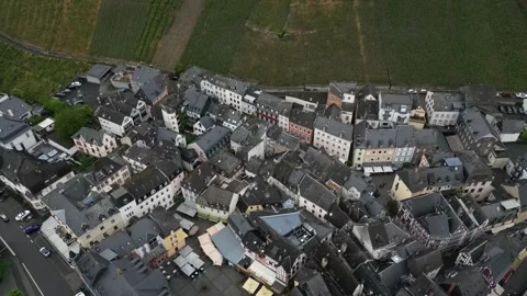 Drone view of Bernkastel-Kues and historic buildings Stock Footage 335411273
