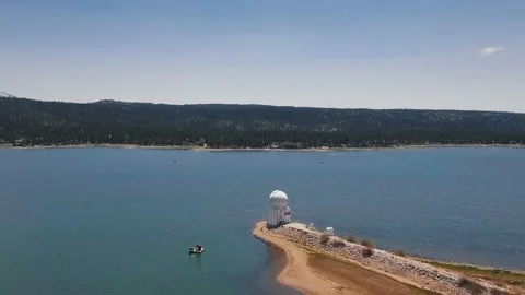 Drone view of Big Bear Lake and Big Bear Solar observatory, California, USA Video stock 157222441