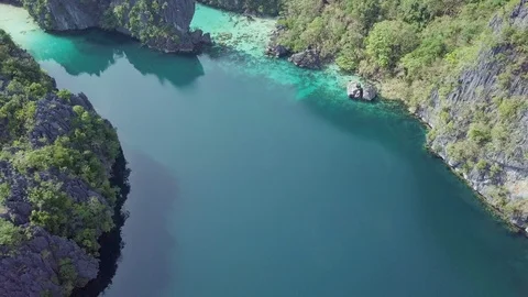 Drone view of Big Lagoon in El Nido Stock Footage 91588045