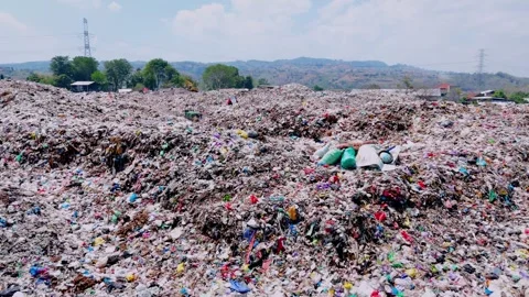 Drone View A Big Pile of Garbage a Lot of Plastic Bags Garbage Stock Footage 293138424