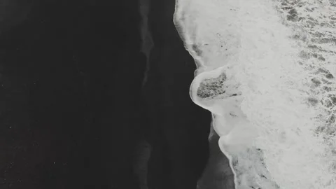 Drone view of Black-beach Sand in winter Stock Footage 255696722