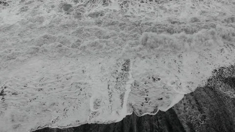 Drone view of black sand beach in south of Iceland Reynisfjara Beach. incredible Stock Footage 106398352